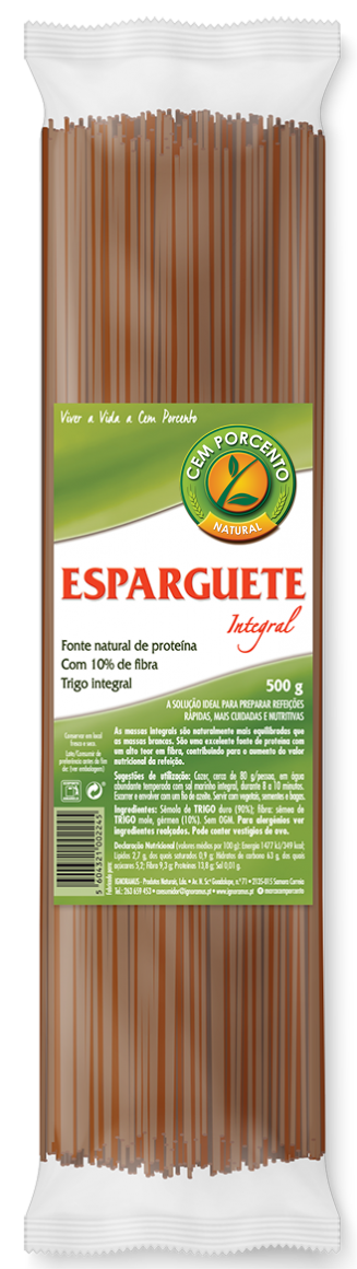 ESPARGUETE INTEGRAL 500 GR CEM POR CENTO